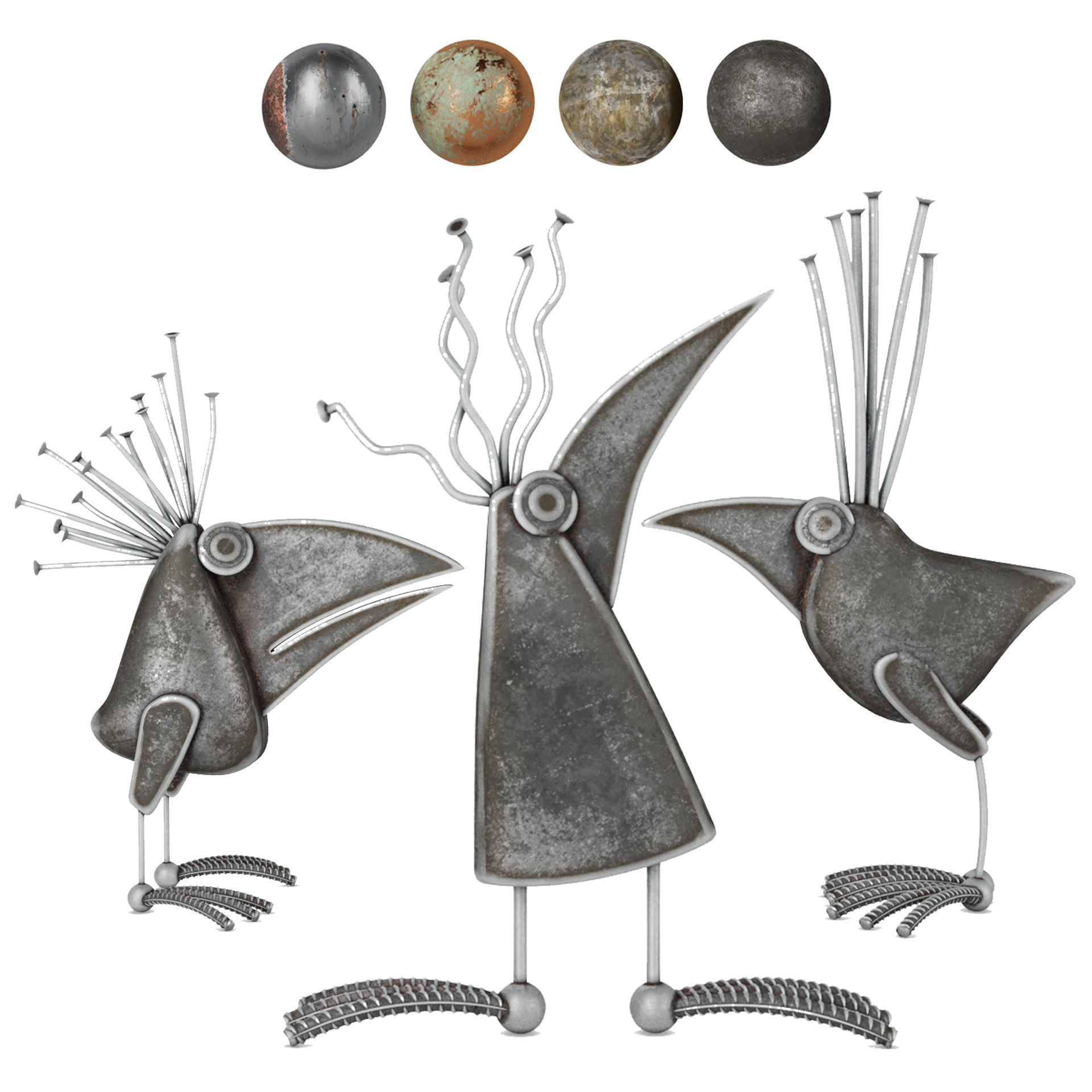 Decorative Birds Sculptures Vol-5 3D model_3