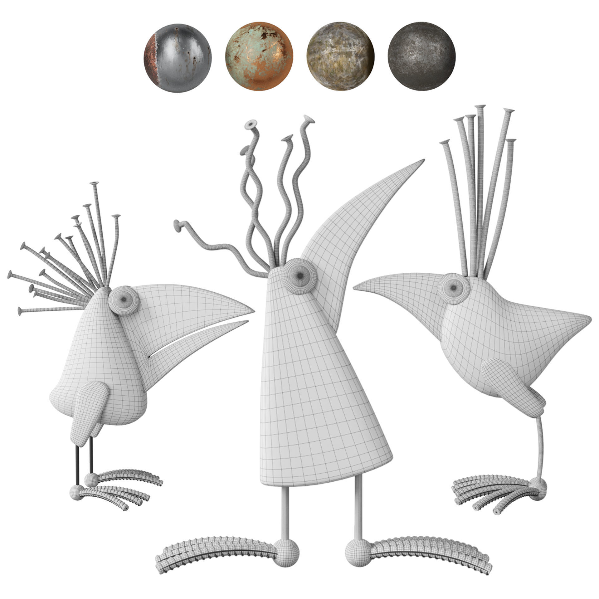 Decorative Birds Sculptures Vol-5 3D model_5