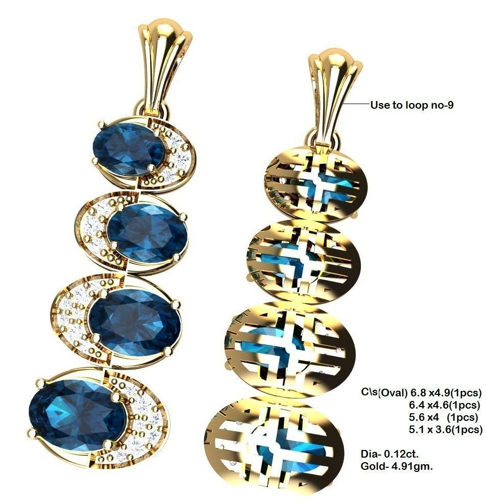 Oval Stone Pendant for Women 3dm STL FBX OBJ Render Details 3D print model_6