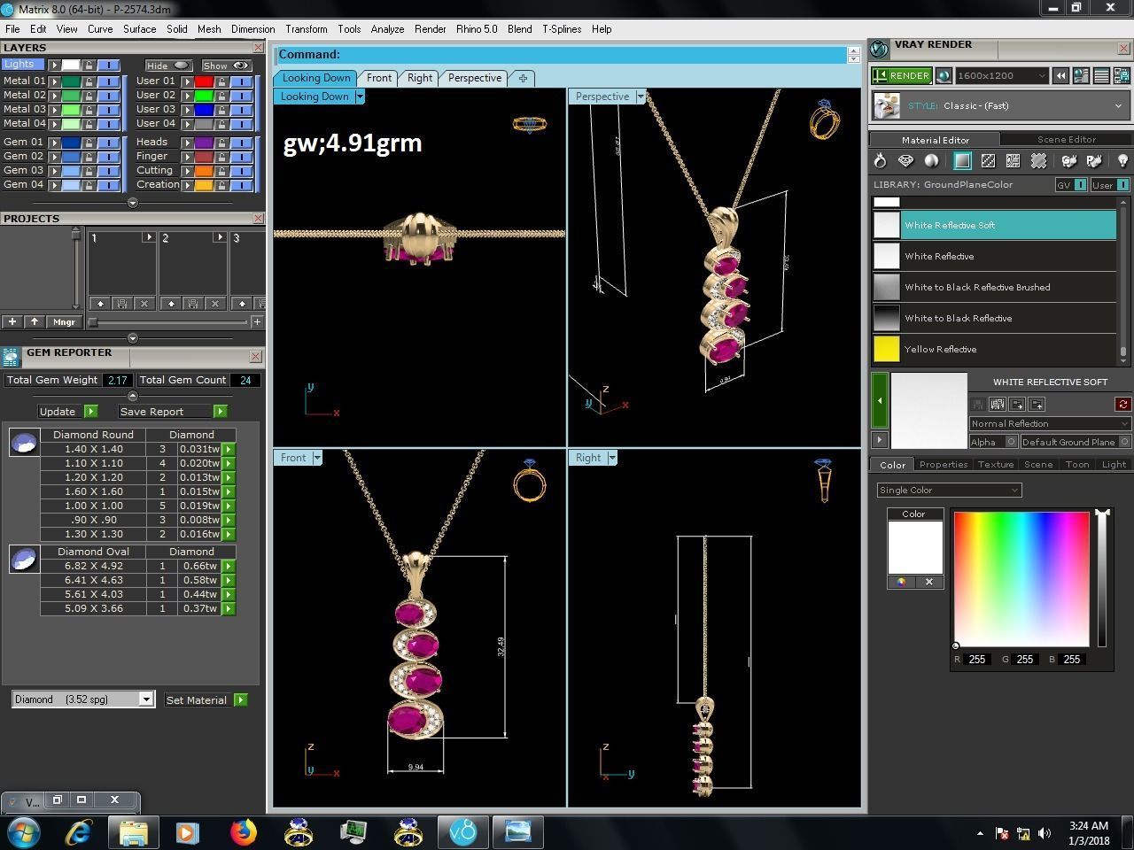 Oval Stone Pendant for Women 3dm STL FBX OBJ Render Details 3D print model_7
