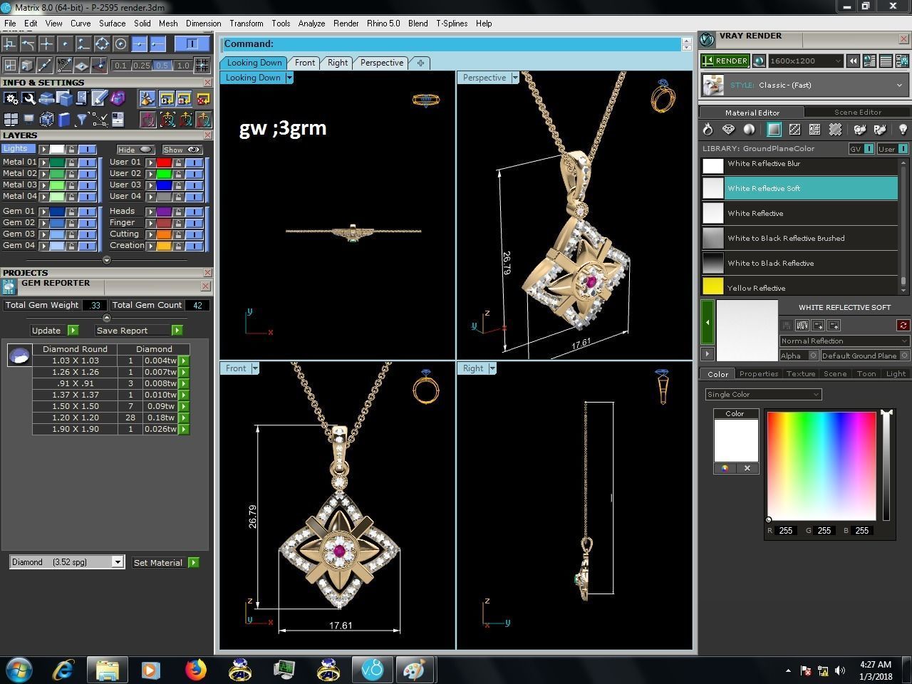 Pendant for Women 3dm STL FBX OBJ Render Details 3D print model_7