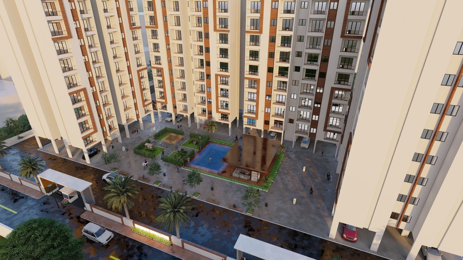 Modern residential building 3D model 3D model_4