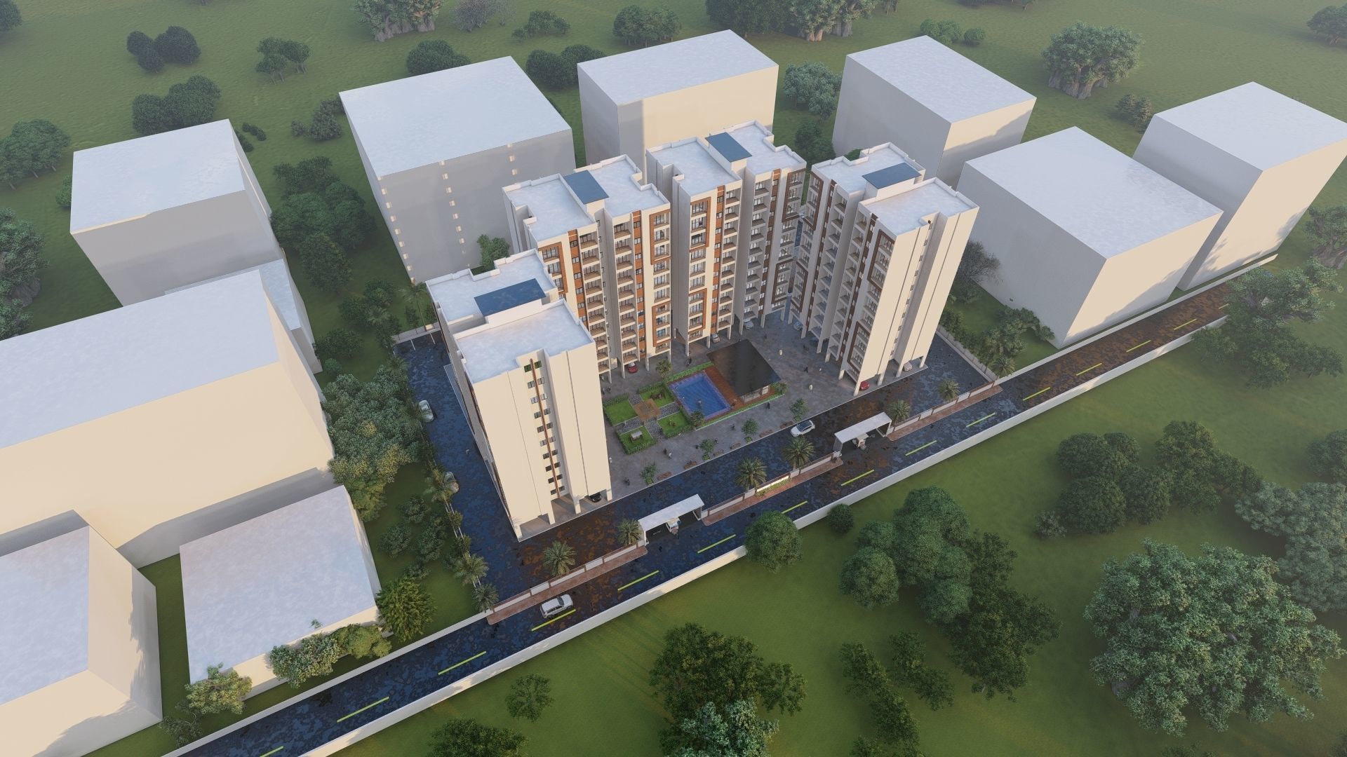 Modern residential building 3D model 3D model_5