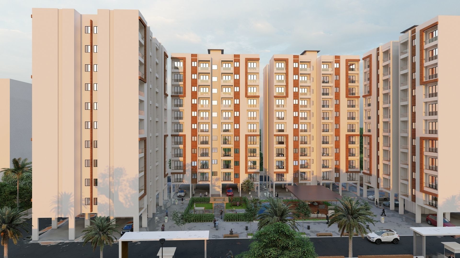 Modern residential building 3D model 3D model_2