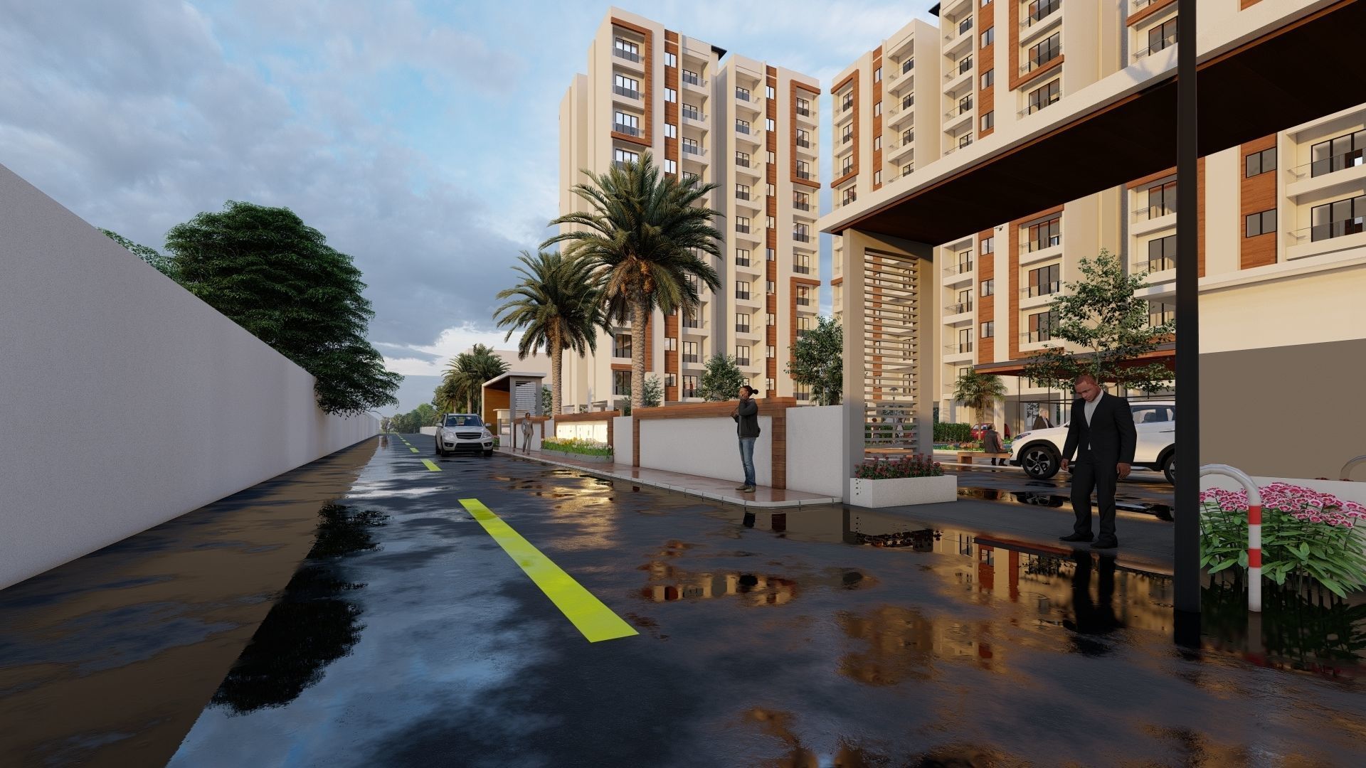 Modern residential building 3D model 3D model_3