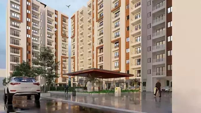 Modern residential building 3D model 3D model