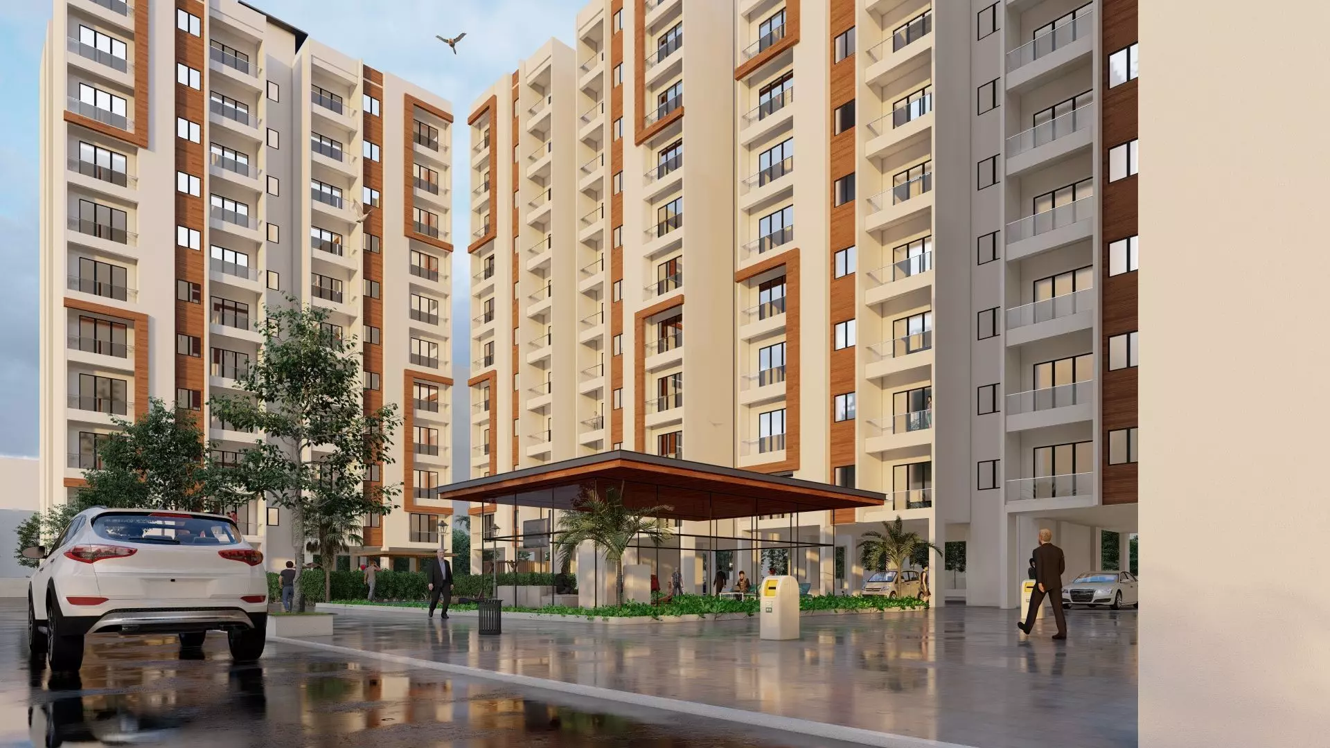 Modern residential building 3D model 3D model_0