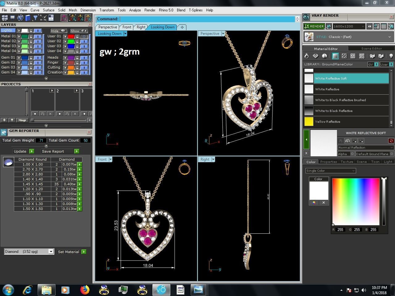 Heart Pendant for Women 3dm STL FBX OBJ Render Details 3D print model_7