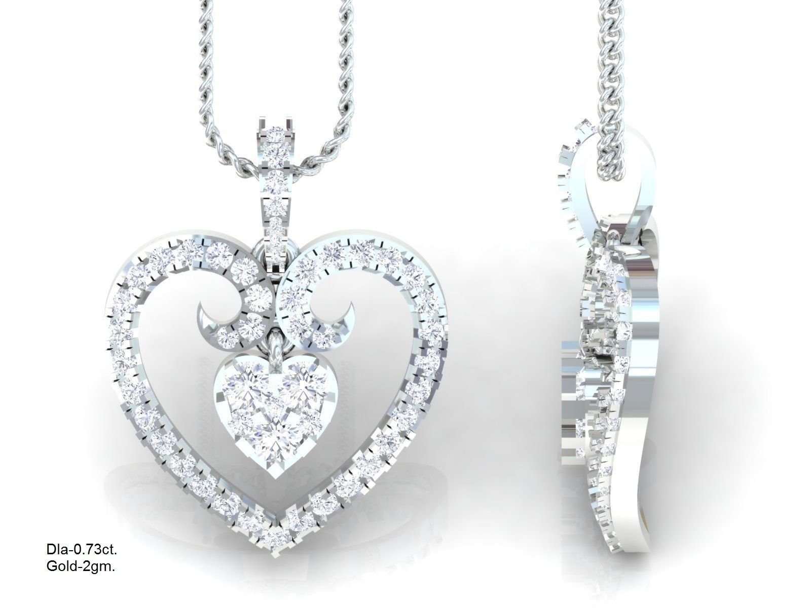 Heart Pendant for Women 3dm STL FBX OBJ Render Details 3D print model_1