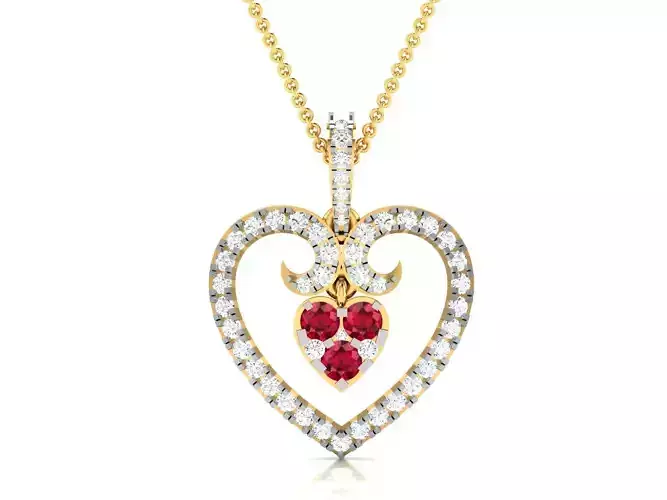 Heart Pendant for Women 3dm STL FBX OBJ Render Details 3D print model