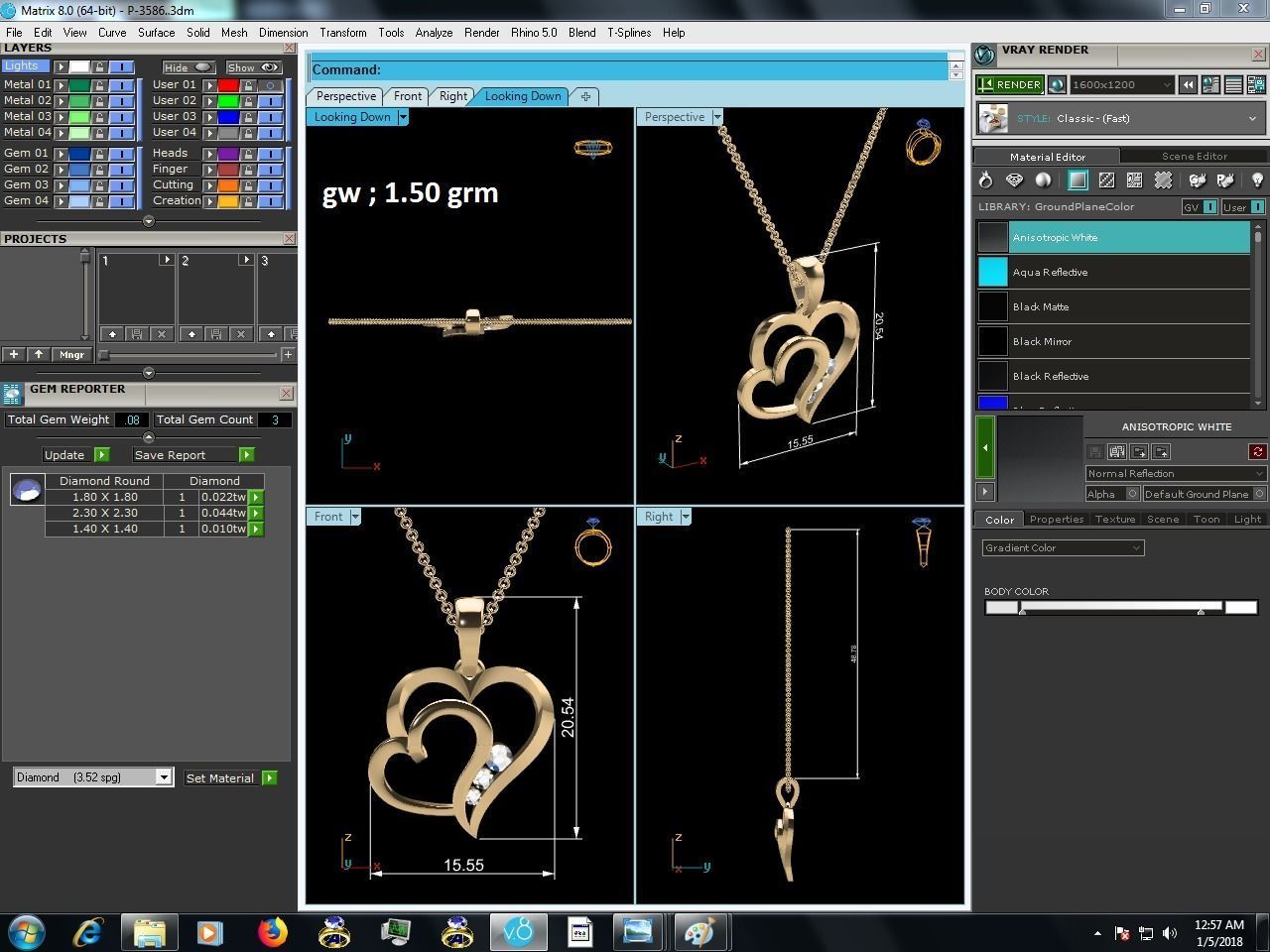 Heart Pendant for Women 3dm STL FBX OBJ Render Details 3D print model_7