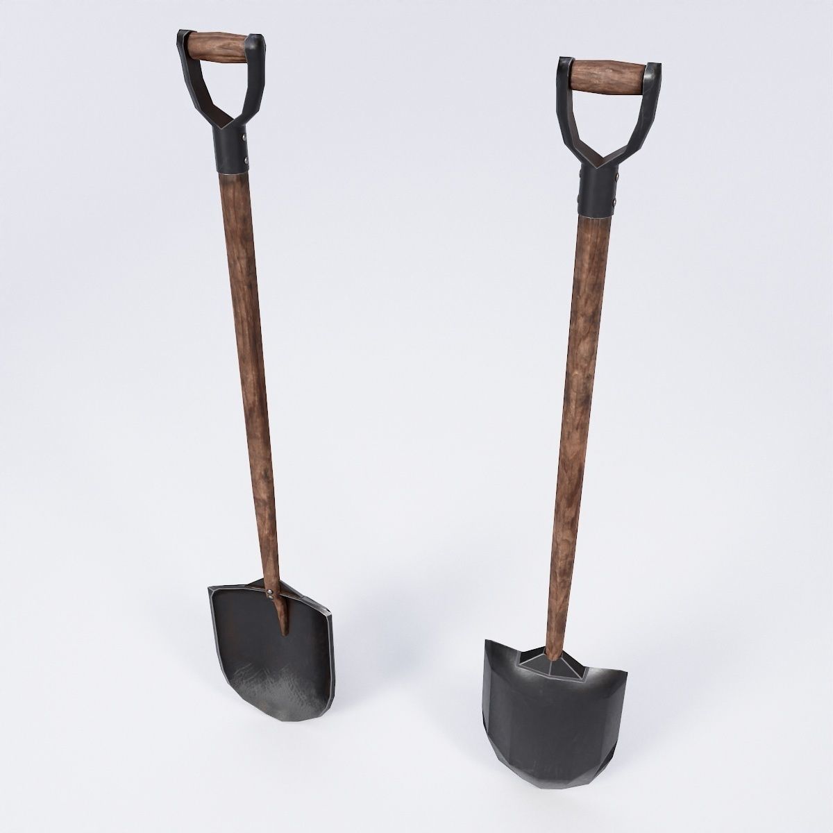 Shovel 3d model garden - person Low-poly 3D model_2