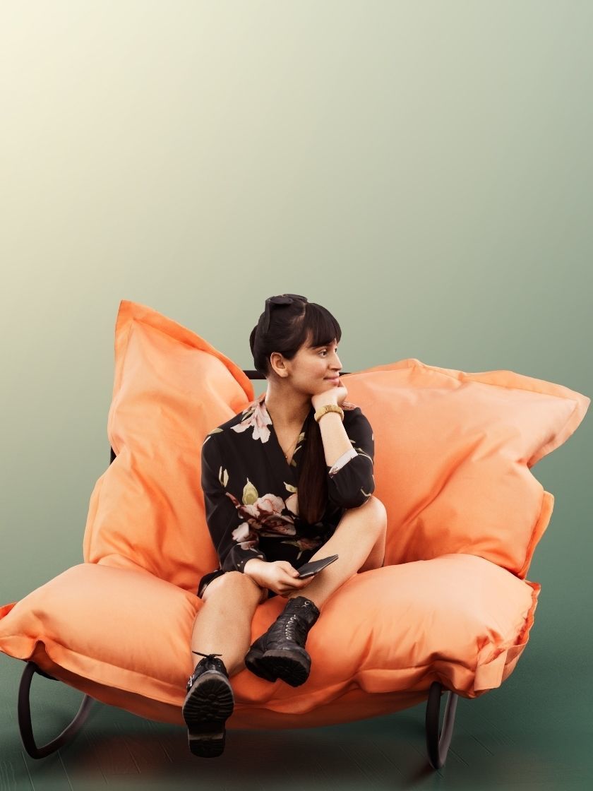 Joana 13108 - Sitting Woman In Beanbag With Phone Low-poly 3D model_2