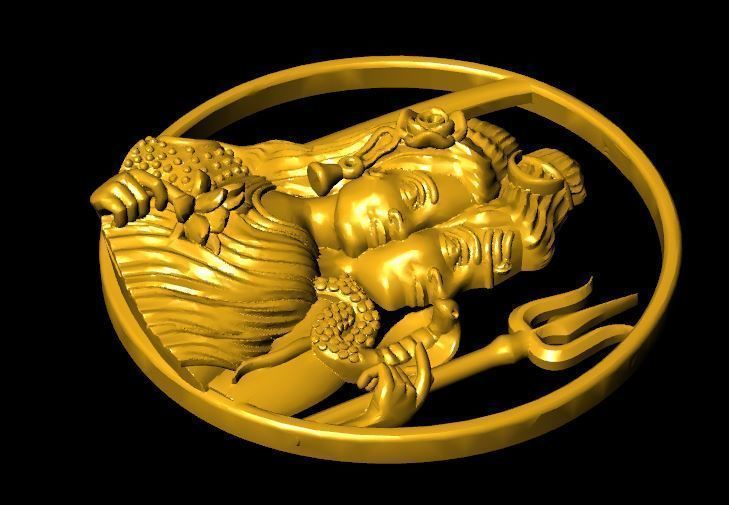 shiv parvati bhagwan pendant 3D print model_2