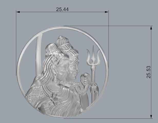 shiv parvati bhagwan pendant 3D print model_5