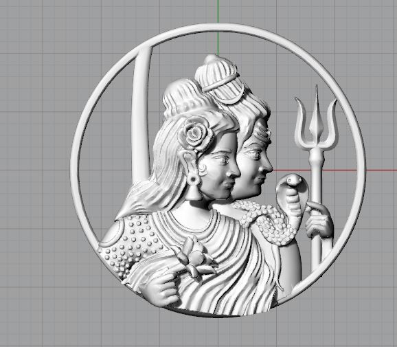 shiv parvati bhagwan pendant 3D print model_1