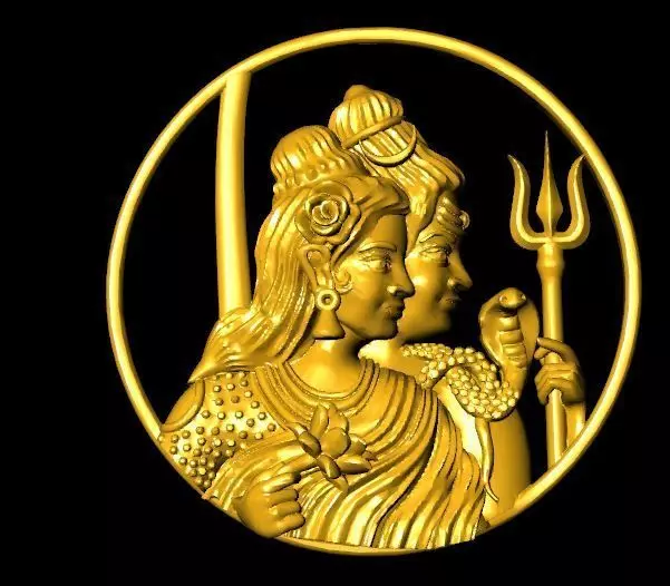 shiv parvati bhagwan pendant 3D print model_0