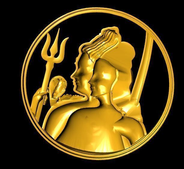shiv parvati bhagwan pendant 3D print model_4