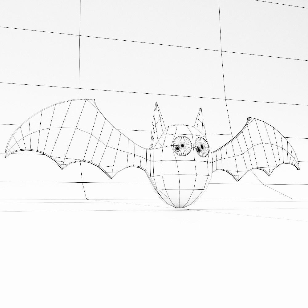 Cute bat low poly 3d model Low-poly 3D model_7