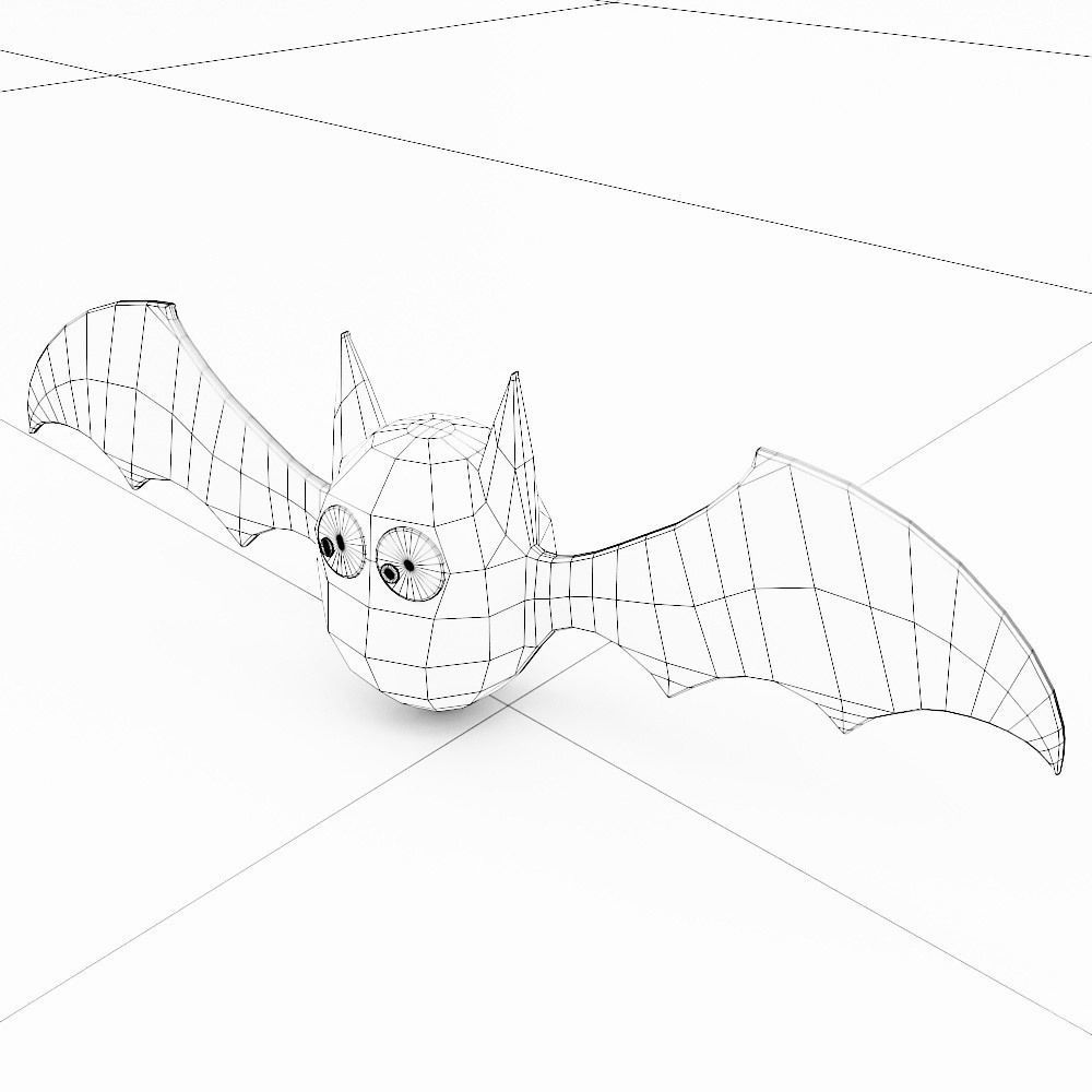 Cute bat low poly 3d model Low-poly 3D model_5