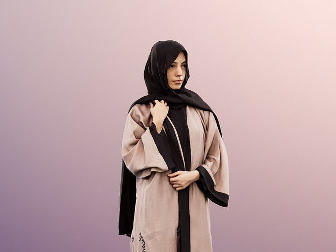 Yade 12935 - Standing Traditional Muslim Woman Low-poly 3D model