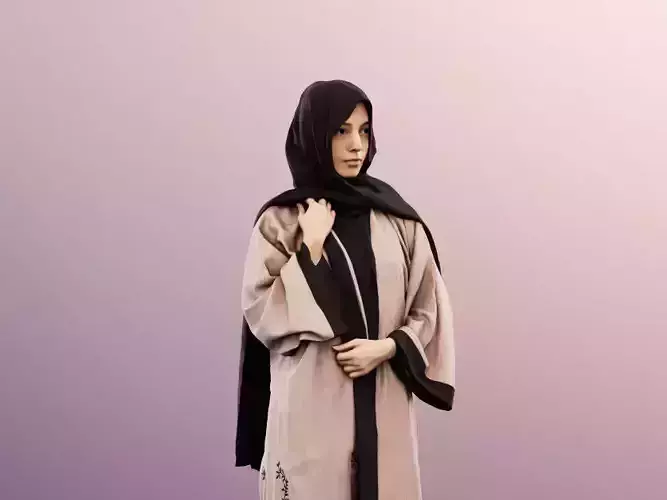 Yade 12935 - Standing Traditional Muslim Woman Low-poly 3D model Yade 12935 - Standing Traditional Muslim Woman Low-poly 3D model