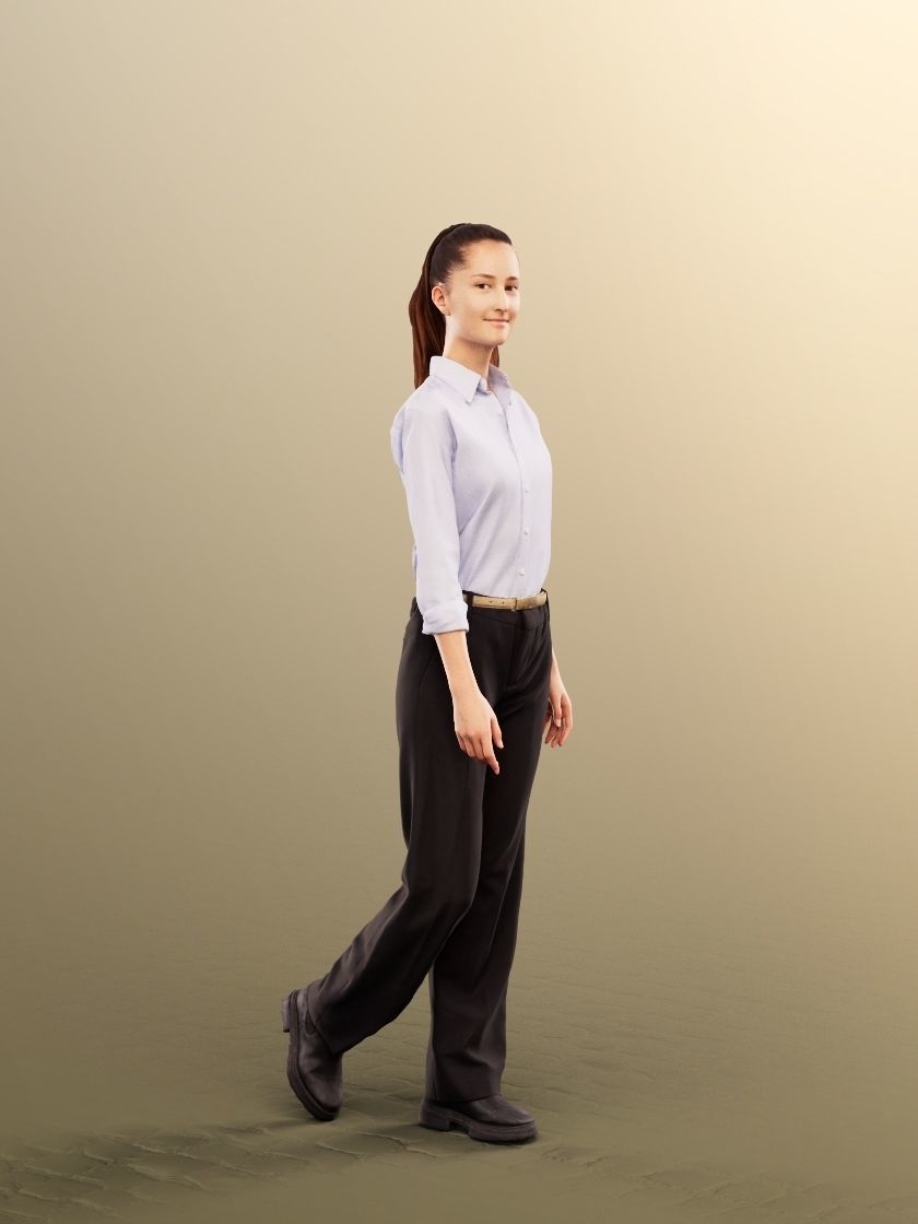 Katy 12842 - Walking Young Business Woman Low-poly 3D model_3