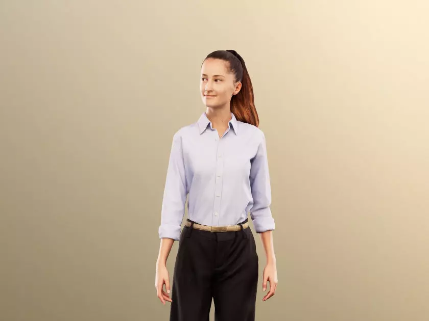 Katy 12842 - Walking Young Business Woman Low-poly 3D model_0