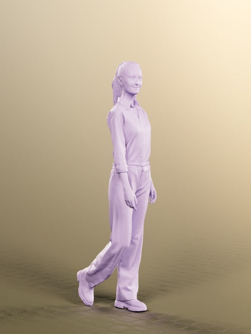 Katy 12842 - Walking Young Business Woman Low-poly 3D model_5