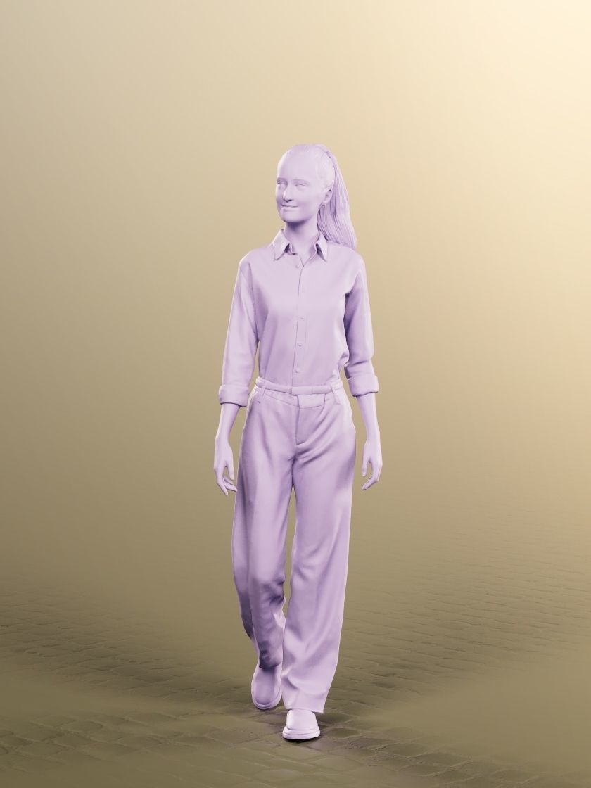 Katy 12842 - Walking Young Business Woman Low-poly 3D model_4