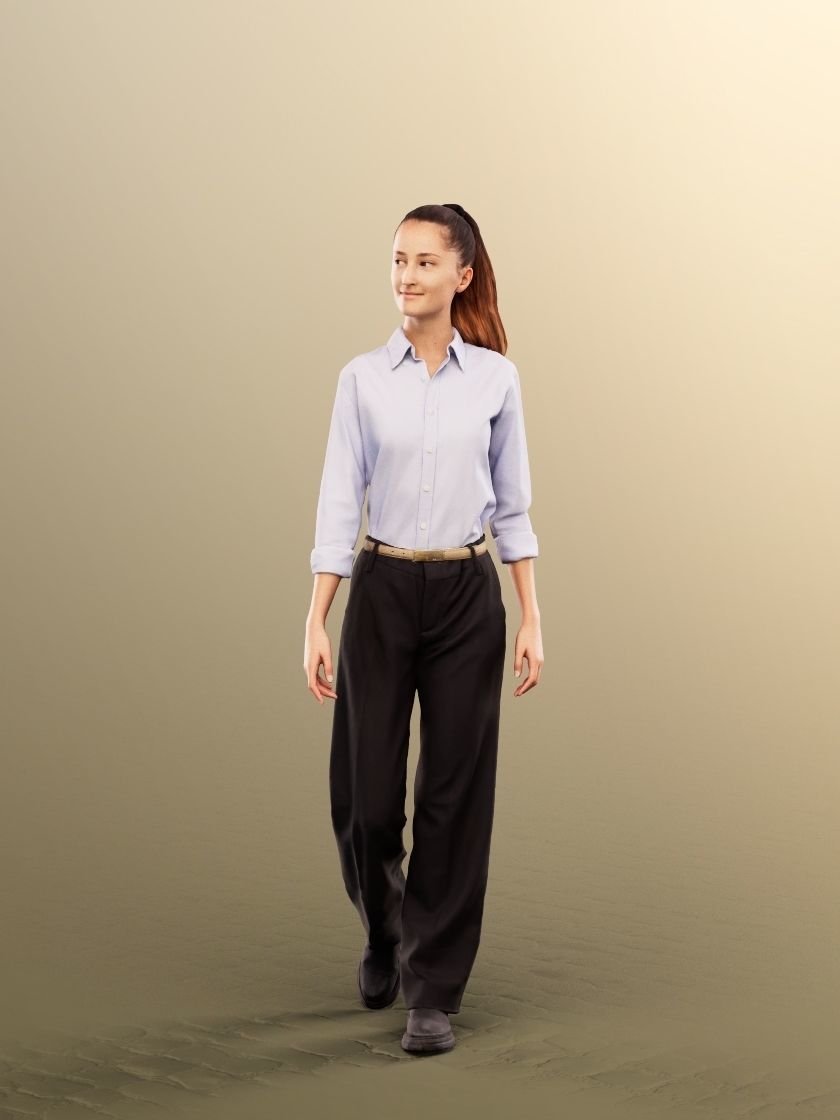 Katy 12842 - Walking Young Business Woman Low-poly 3D model_2