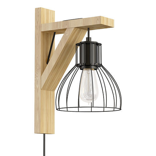 rampside-43351 wall light - wood and metal 3D model
