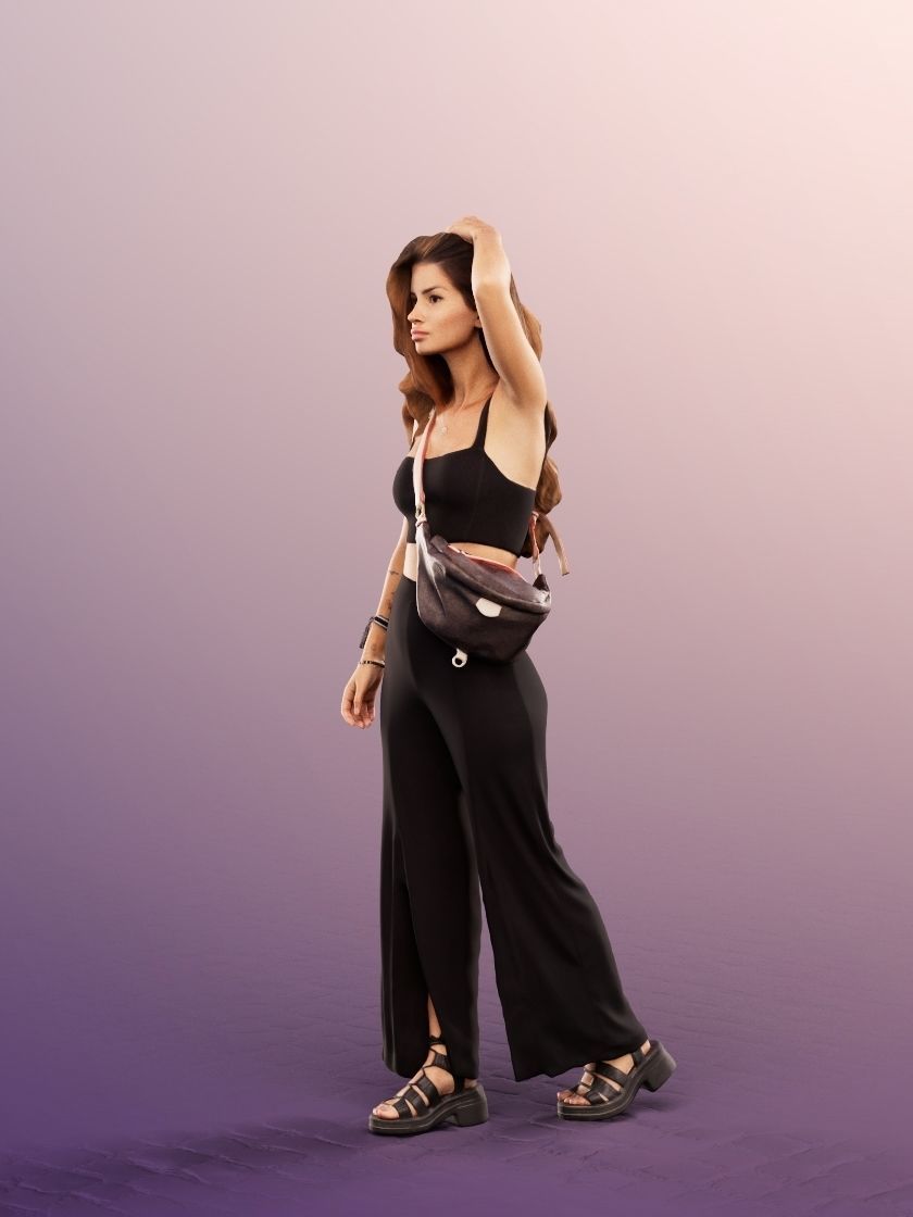 Lara 12715 - Walking Elegant Mediterranean Woman Low-poly 3D model_3