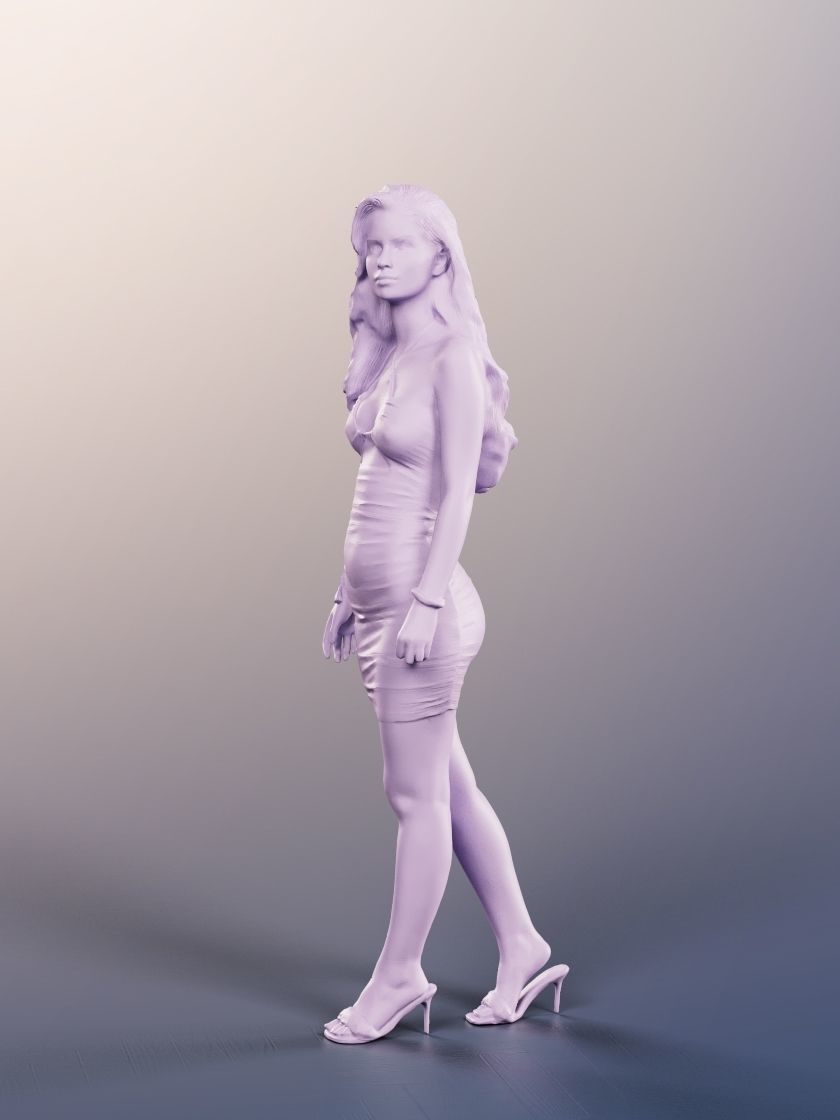 Lara 12711 - Walking Elegant Mediterranen Woman Low-poly 3D model_4