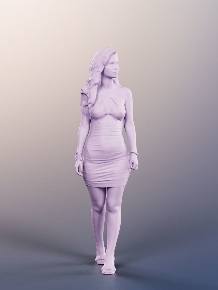 Lara 12711 - Walking Elegant Mediterranen Woman Low-poly 3D model_5