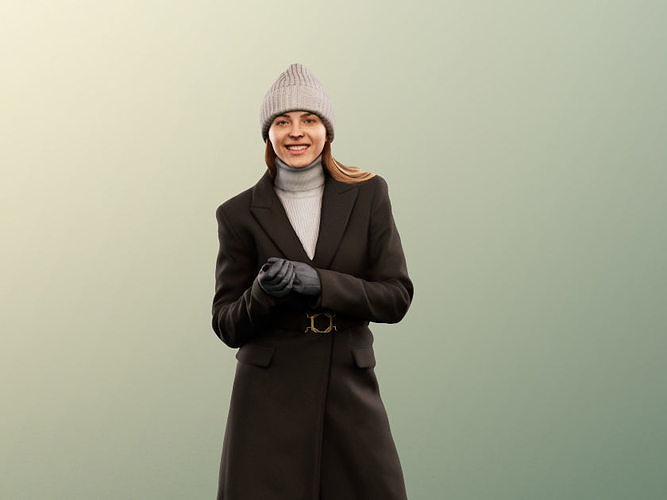 Klara 12628 - Standing Elegant Woman Winter Outfit Low-poly 3D model