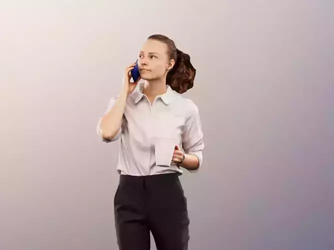 Nancy 12586 - Walking Young Business Woman Phone Call