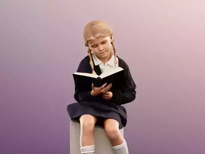 Luciana 12511 - Sitting School Girl Reading Book