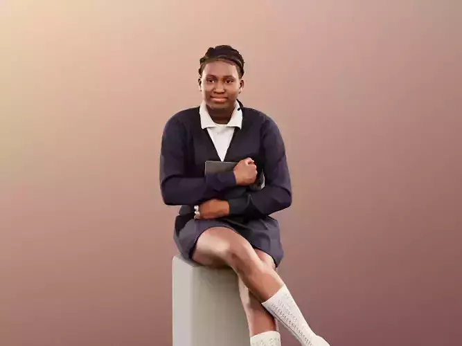 Nora 12372 - Sitting Black School Girl With Book