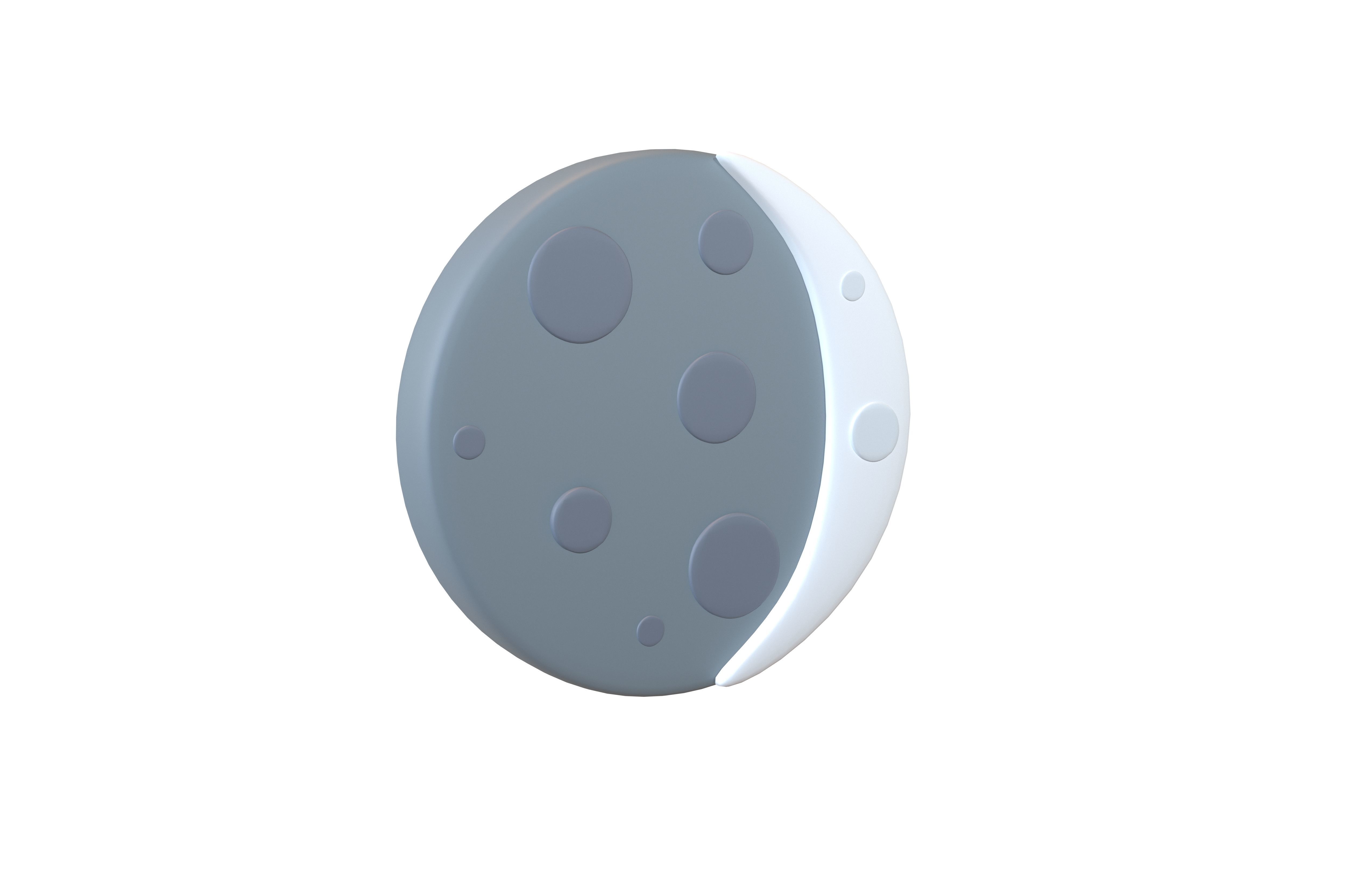 Twitter Version 1 Waxing Crescent Moon V1 001 Low-poly 3D model_1
