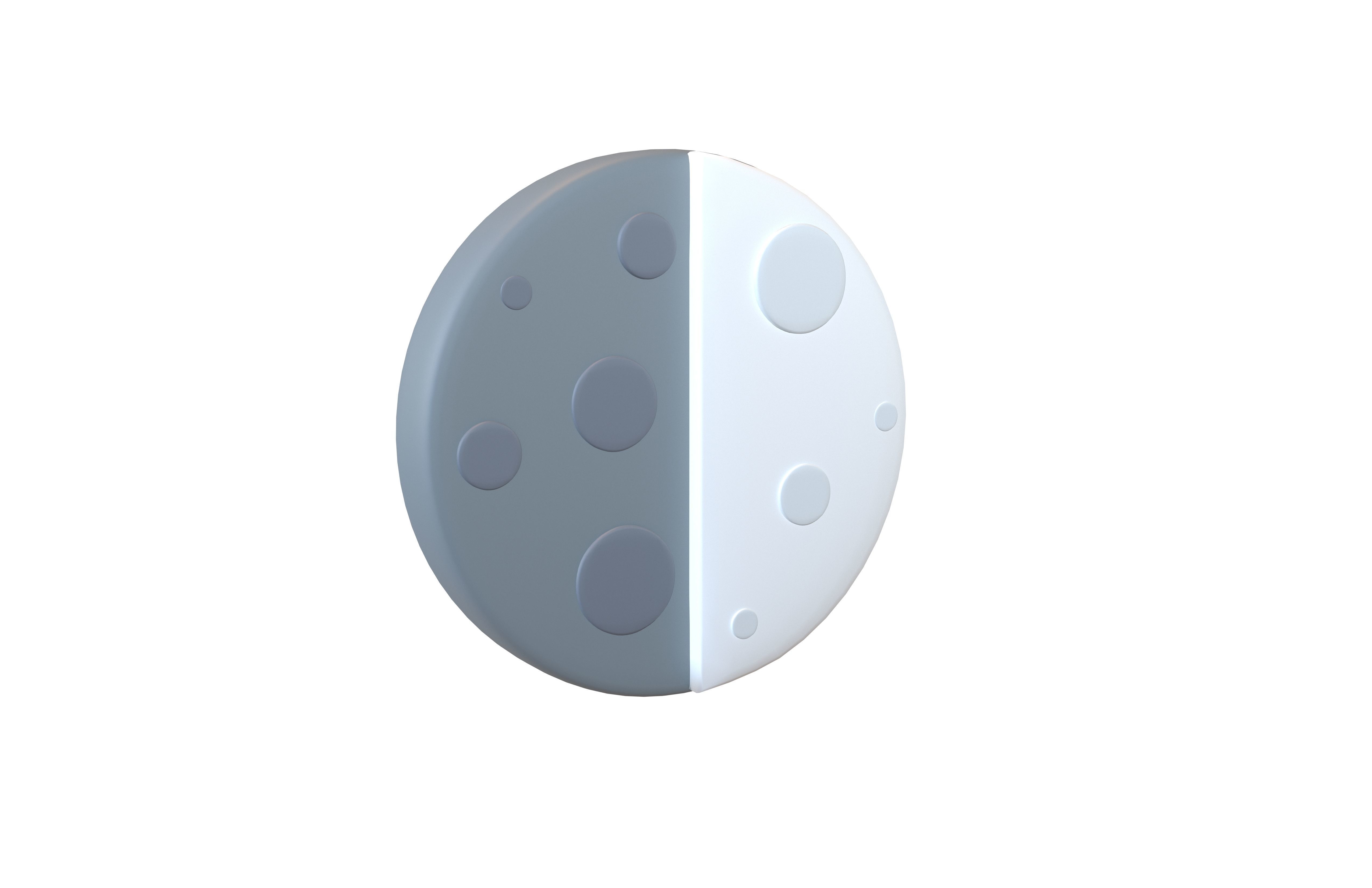 Twitter First Quarter Moon v1 001 Low-poly 3D model_1