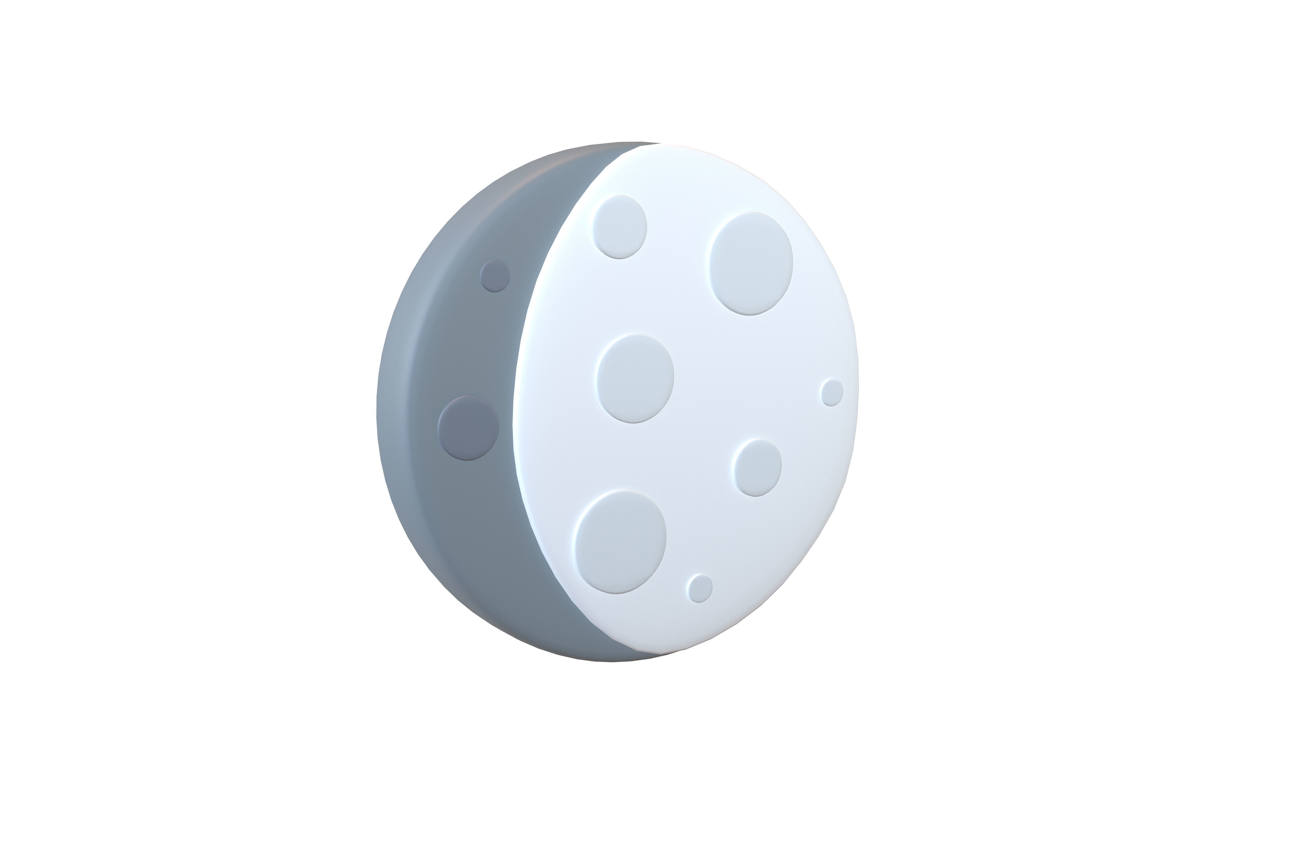 Twitter Version 1 Waxing Gibbous Moon V1 001 Low-poly 3D model_1