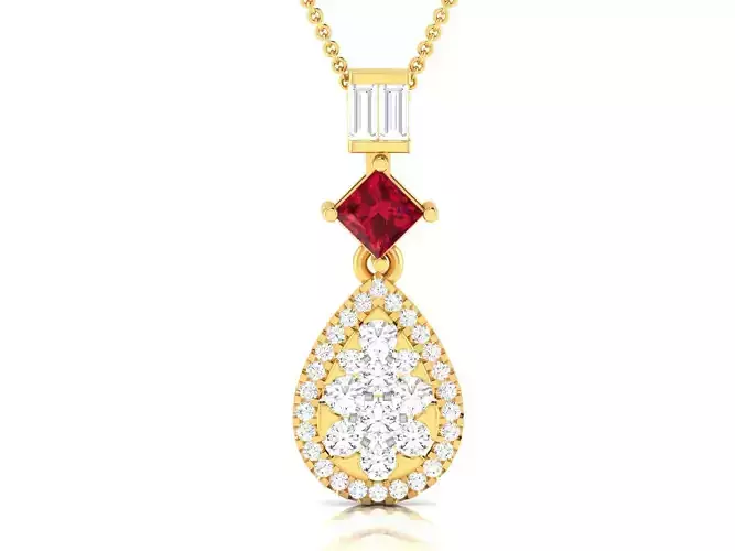 Princess Stone Pendant Women 3dm STL FBX OBJ Render Details 3D print model