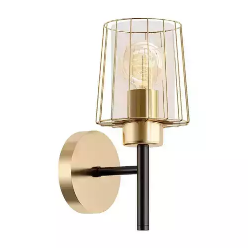 dogana-4656-1w brass wall sconce with glass shade
