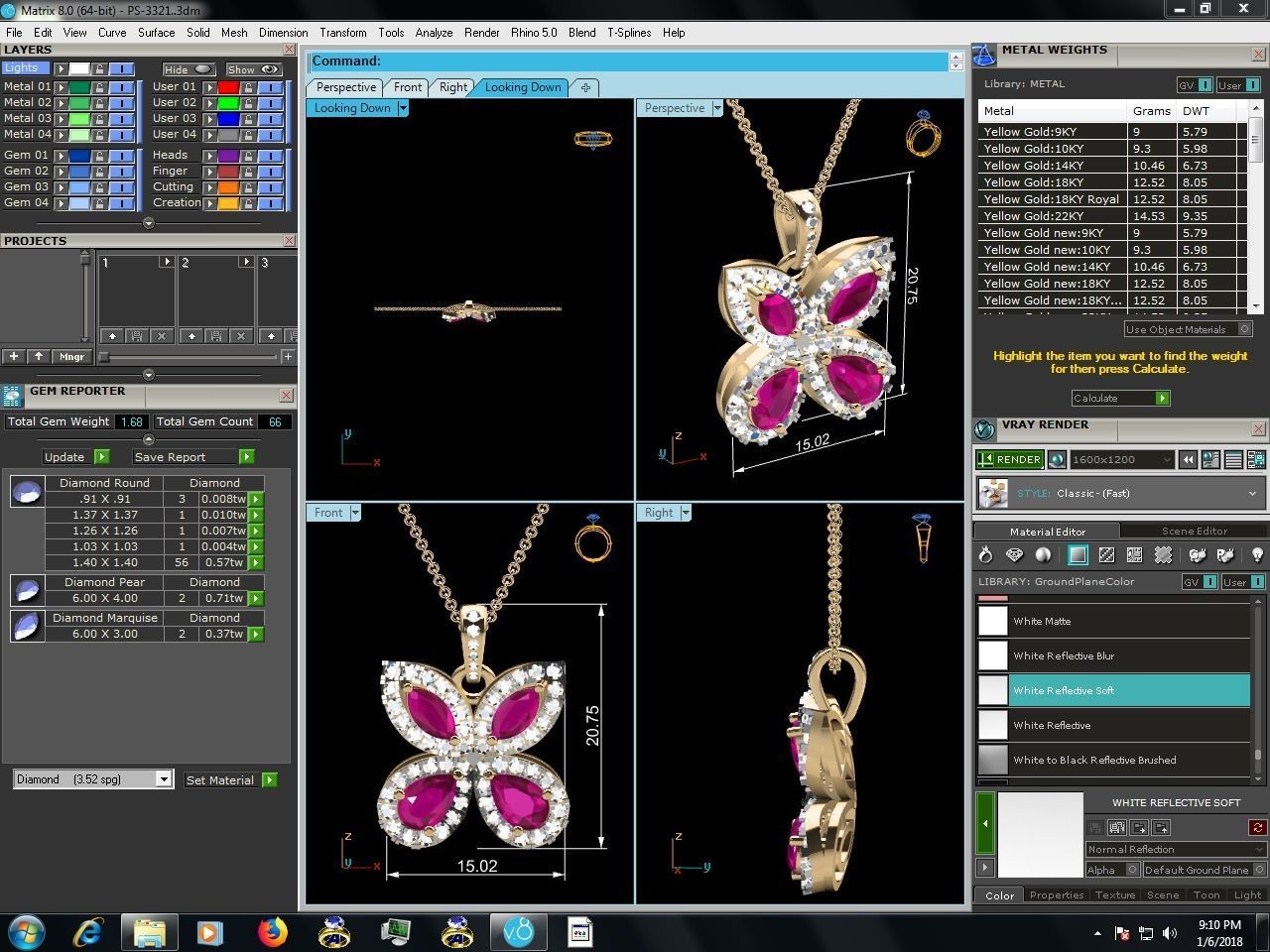 Marquise Oval Stone Pendant Women 3dm STL FBX OBJ Render Details 3D print model_2