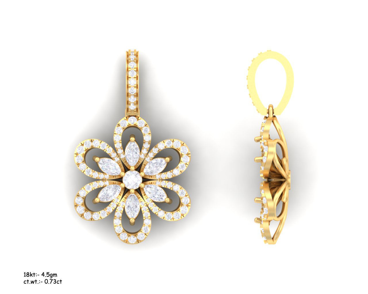 Marquise Stone Pendant Women 3dm STL FBX OBJ Render Details 3D print model_6