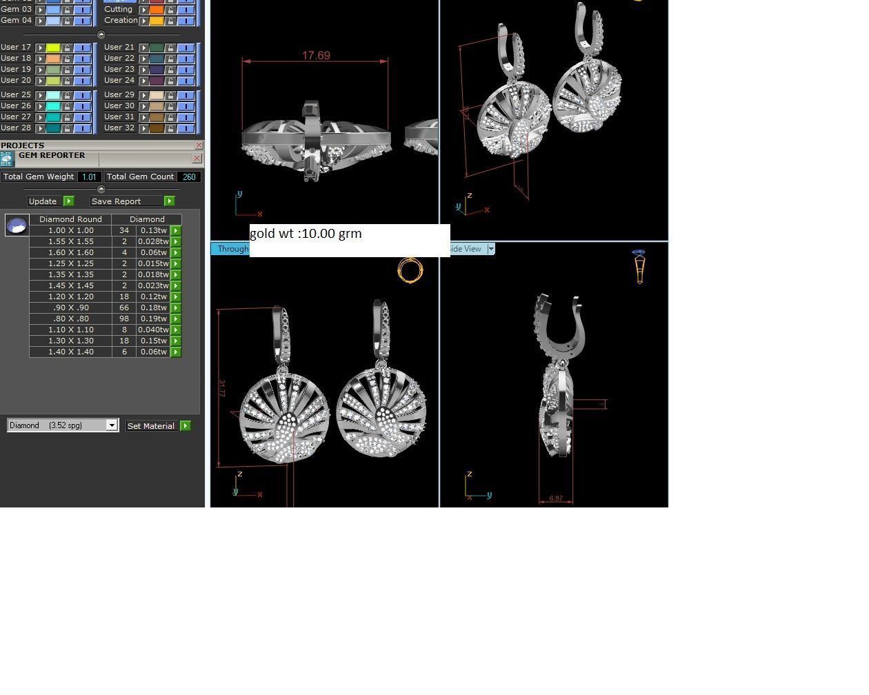 Women Earrings 3dm STL FBX OBJ Render Details 3D print model_5