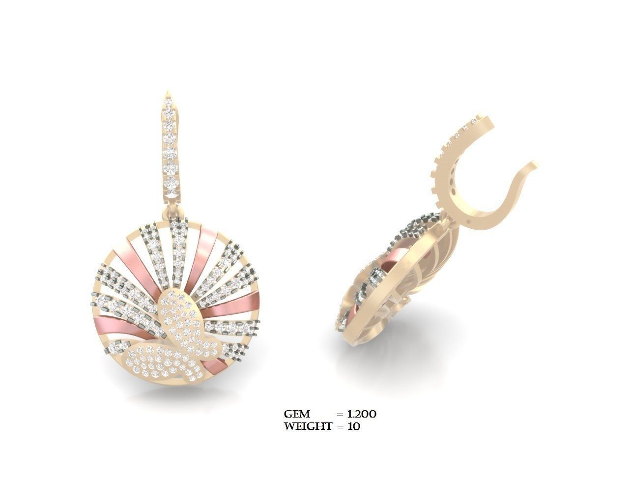 Women Earrings 3dm STL FBX OBJ Render Details 3D print model_4