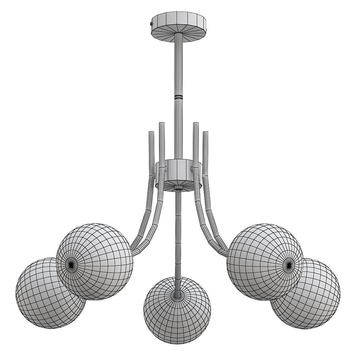 vexity-2783-5p gold chandelier with four glass globes 3D model_1