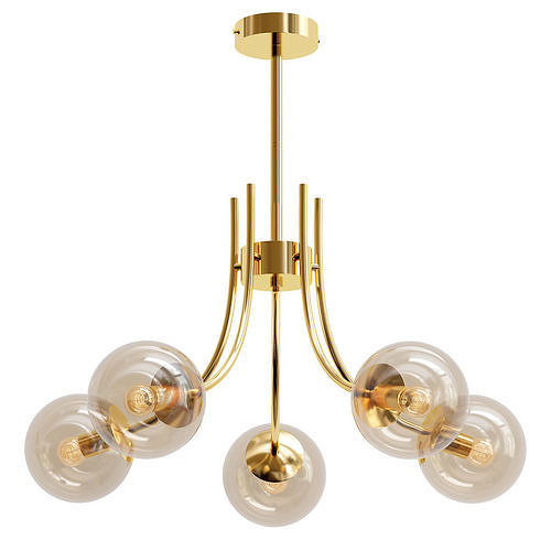 vexity-2783-5p gold chandelier with four glass globes 3D model